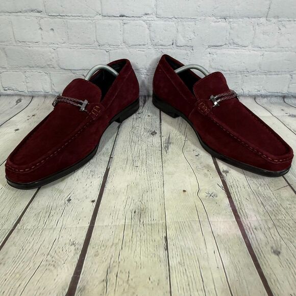 Stacy Adams Velvet Derby Loafer Men Size 11 Slip On Burgundy Dress Church Shoes - Picture 3 of 13